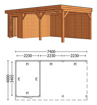 Trendhout | Buitenverblijf Mensa L 7400 mm | Combinatie 4
