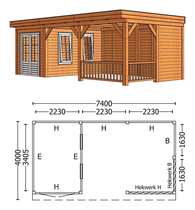 Trendhout | Buitenverblijf Mensa L 7400 mm | Combinatie 5