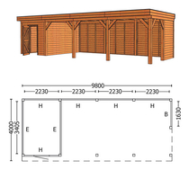 Trendhout | Buitenverblijf Mensa L 9800 mm | Combinatie 3