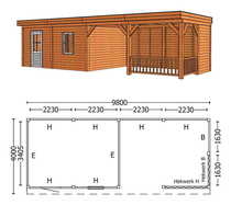 Trendhout | Buitenverblijf Mensa L 9800 mm | Combinatie 4