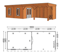 Trendhout | Buitenverblijf Mensa L 9800 mm | Combinatie 5