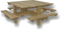 Picknicktafel hardhout vierkant
