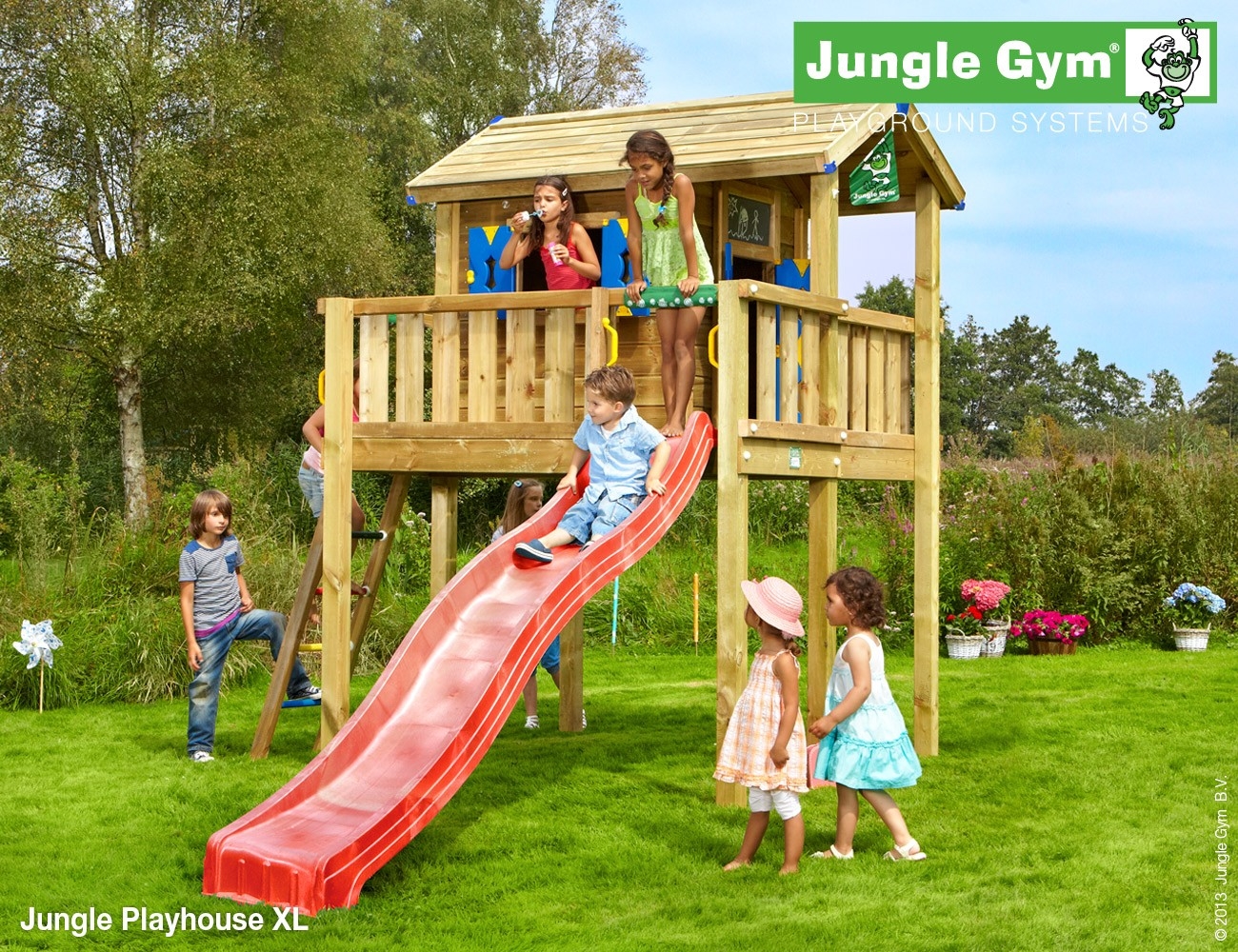 Jungle Gym Playhouse Xl Deluxe Rood jungle gym kopen in de aanbieding