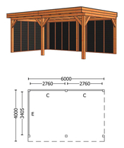 Trendhout | Buitenverblijf Refter XL 6000 mm | Combinatie 2