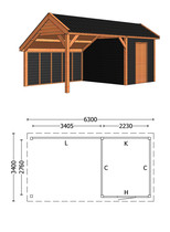 Trendhout | Kapschuur De Deel 6300 mm | Combinatie 3