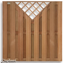 Elephant | Tuinscherm met trellis | 180x180 cm | Kempas