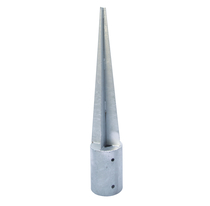 Paalhouder met punt rond | Verzinkt | 101 mm
