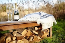 BURNI | Houtopslag 200x40x43 cm | Donker antraciet