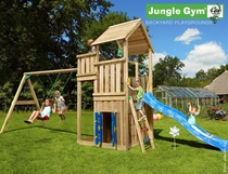 Jungle Gym | Palace + Playhouse + 2 Swing | DeLuxe | Blauw