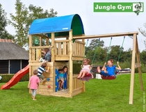 Jungle Gym | Farm + Playhouse + 2 Swing | DeLuxe | Blauw