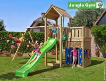 Jungle Gym | Mansion + Playhouse + 2 Swing | DeLuxe | Blauw
