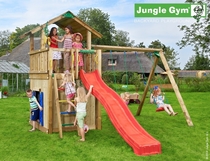Jungle Gym | Chalet + Playhouse + 2 Swing Xtra | Blauw