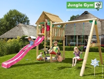 Jungle Gym | Cabin + 2-Swing X'tra | DeLuxe | Blauw