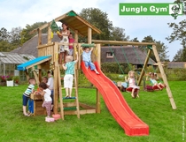 Jungle Gym | Chalet + Mini Market + 2-Swing X'tra | DeLuxe | Blauw