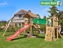 Jungle Gym | Cottage + Bridge Module + 2-Swing X'tra | DeLuxe | Blauw