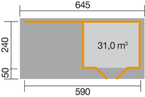 WEKA | Designhuis 126 B | 590 x 240 cm | Grijs