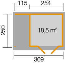 WEKA | Tuinhuis 321 A | 254 x 250 cm + aanbouw 115 cm