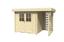 Outdoor Life Products | Blokhut Frodo 200 met overkapping | Bruin geimpregneerd