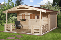 WEKA | Tuinhuis 136 | 380 x 380 cm + afdak en terras 200 cm