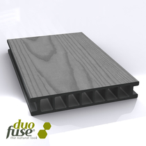 Duofuse | vlonderplank hol | vlak/houtnerf structuur | 28 x 162 | 400cm | Graphite Black