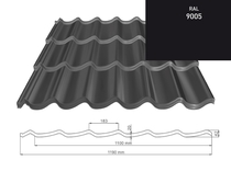 ArcelorMittal | Dakpanplaat | 9005 Zwart Mat | 1.5 m