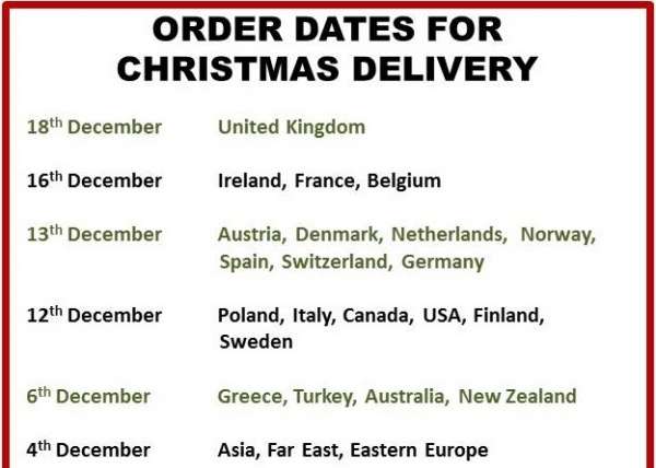 Order Dates For Christmas Delivery 2018