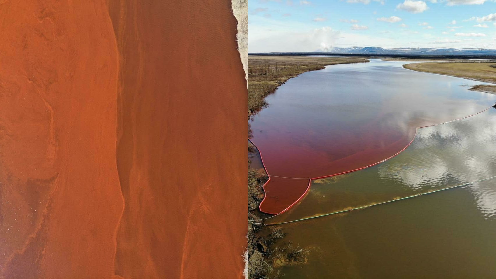 Ambarnaya river Arctic Circle Oil Spill