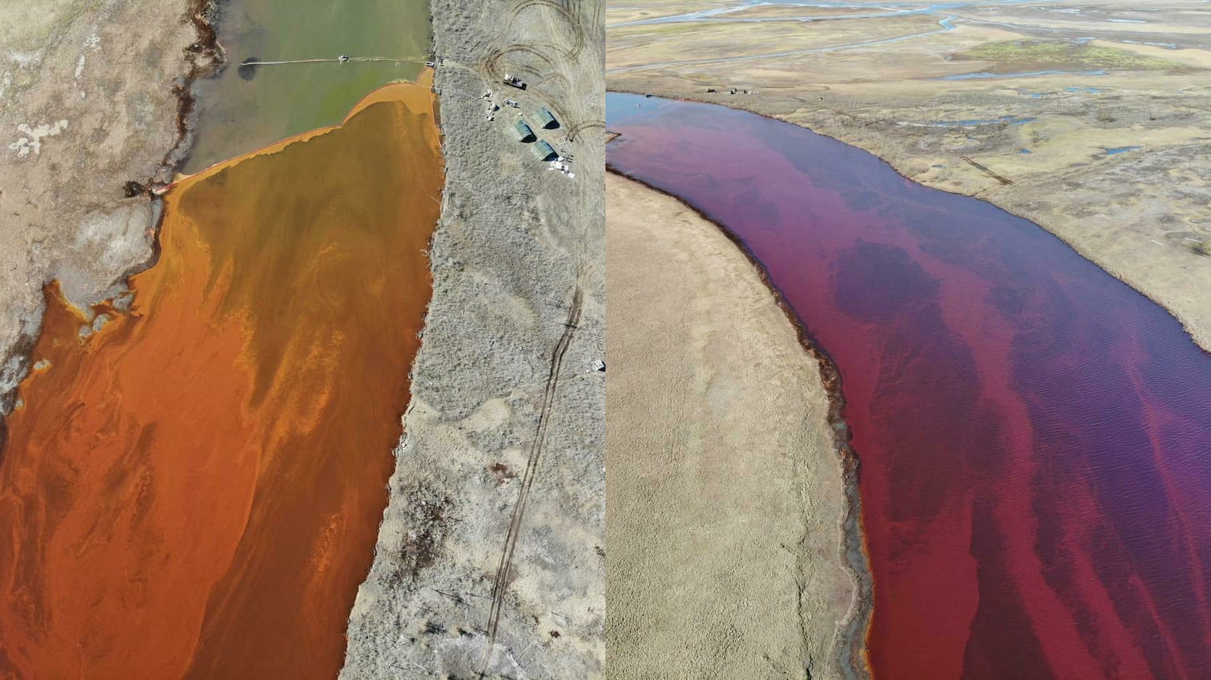 Ambarnaya river Arctic Circle Oil Spill