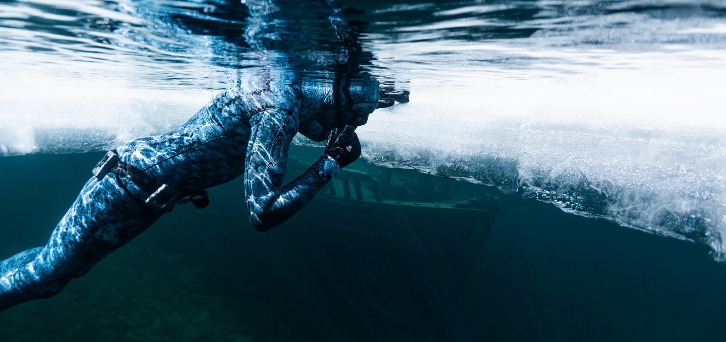 Ice diving, freediving, Canada, free diver