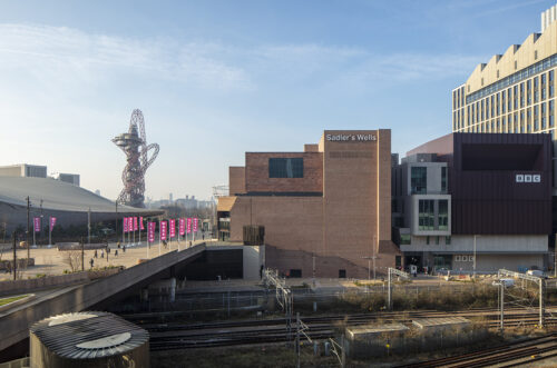 Auditorium and Fly Tower Gable viewed from Stratford (c) Nick Kane