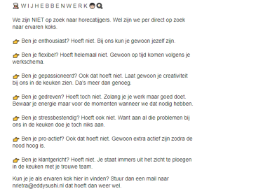 Steak N Sushi Vacature Horecatijgers