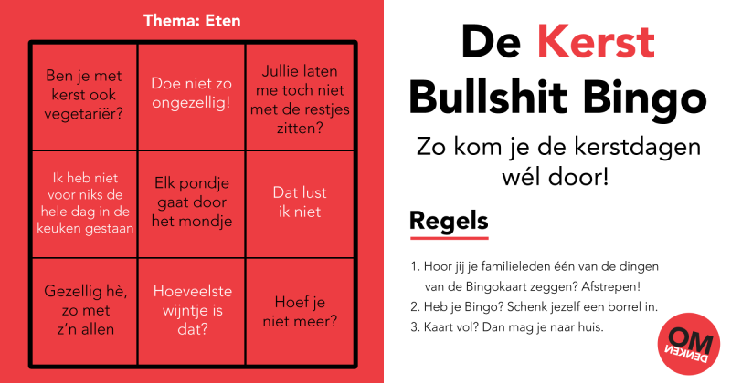 De Kerst Bullshit Bingo Facebook Linked In Eten
