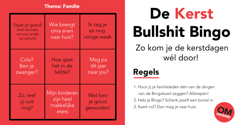 De Kerst Bullshit Bingo Facebook Linked In Familie
