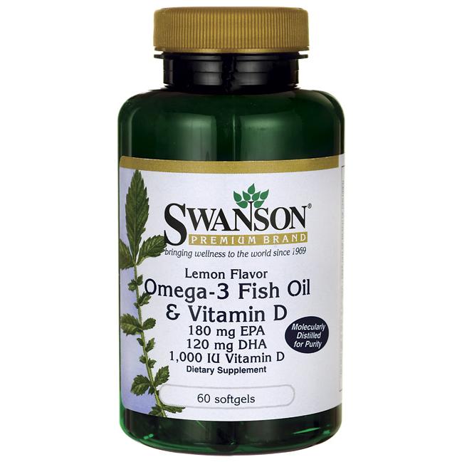 Swanson – Omega 3 Fish Oil & Vitamin D Lemon Flavour (60 Softgels)