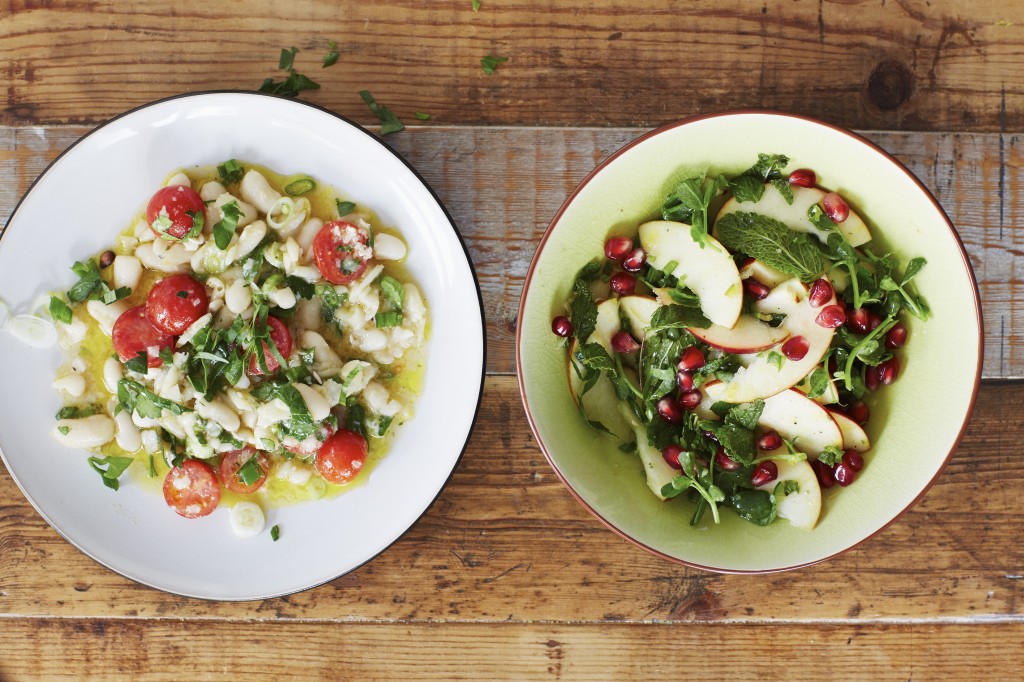 Ceru apple salad, white beans