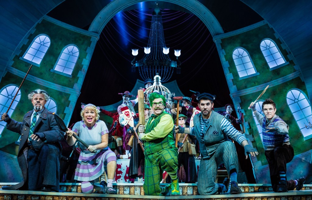 Gary Wilmot, Denise Welch, Rufus Hound, Simon Lipkin, Craig Mather in The Wind in the Willows. CREDIT Darren Bell
