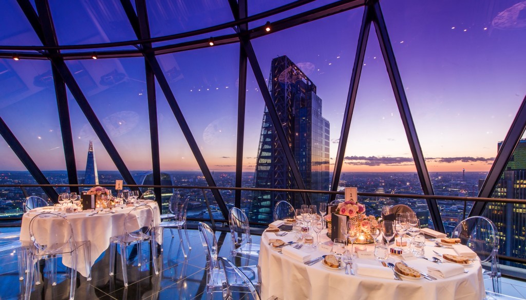 Level 39 - Gherkin dinner at night