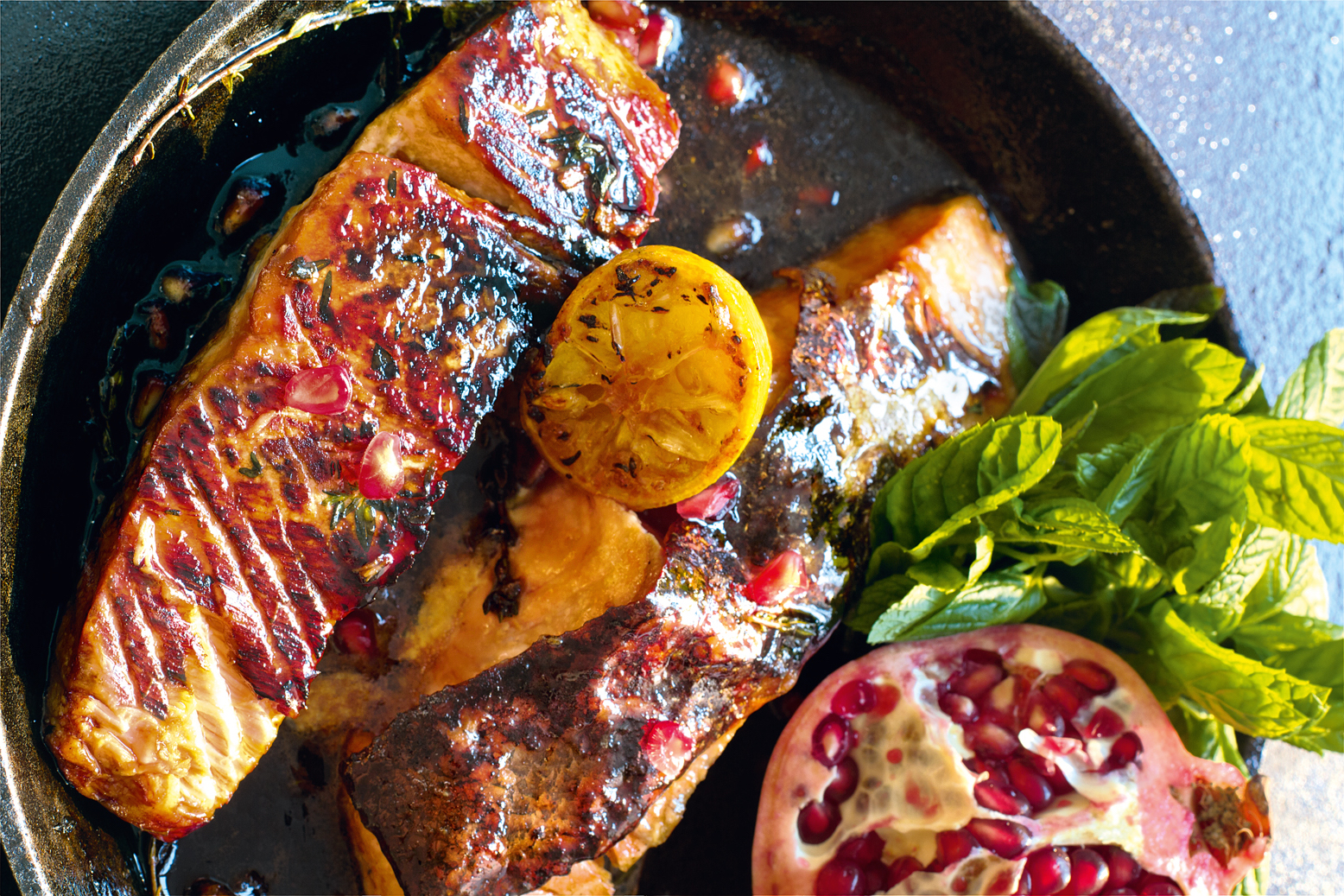salmon and pomegranate