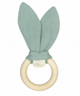 Hochet - anneau de dentition en lin lavé vert ama...