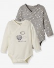 Lot de 2 bodies naissance coton stretch manches lo...