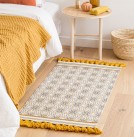 Tapis en coton multicolore imprimé à franges 60x...