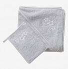 Grande cape de bain + gant vertbaudet gris