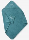 Grande cape de bain + gant vertbaudet bleu vert