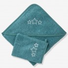 Cape de bain + gant vert bleu - Vertbaudet