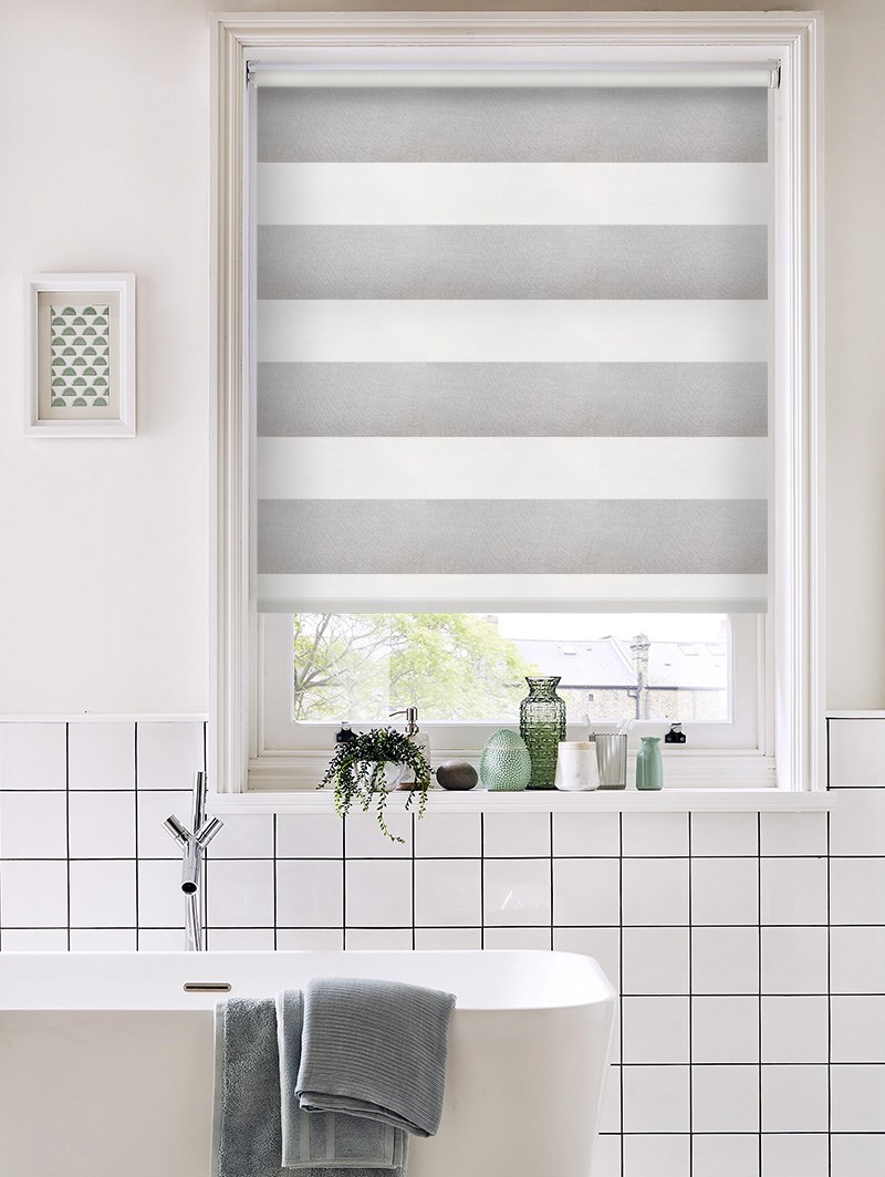 Portsmouth Stripe Grey Daylight Electric Roller Blind