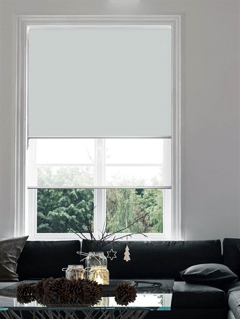 Light Grey and White Double Roller Blind