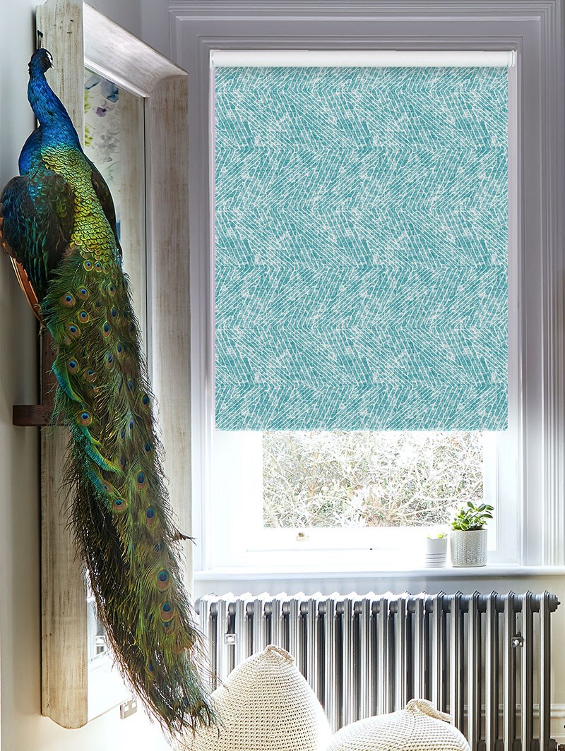 Linear Luxe Teal Blackout Electric Roller Blind