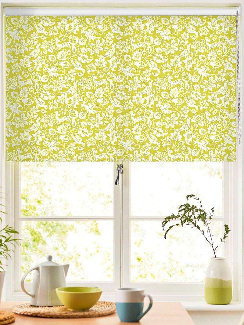 Heritage Green Floral Roller Blind