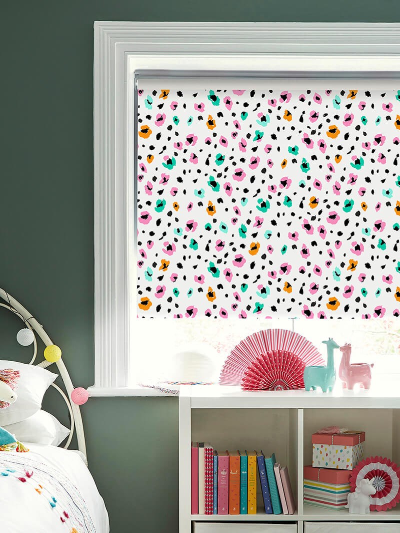 Leopard Print Multi Blackout Cordless Spring Loaded Roller Blind