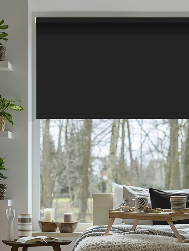 Black Blackout Electric Roller Blind